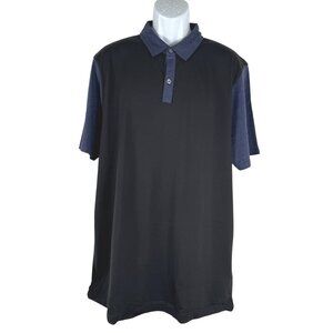 Banana Republic Polo Shirt 2XLT Cotton Silk‎ Black Blue Short Sleeve NWT TP-3537
